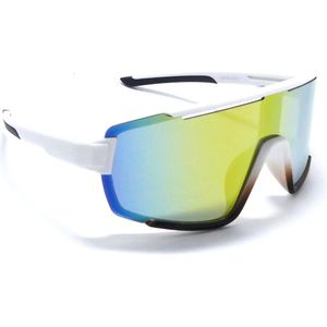 Tourmalet Blanc Jaune- Matt Wit Sportbril met UV400 Bescherming - Unisex & Universeel - Sportbril - Zonnebril voor Heren en Dames - Fietsaccessoires
