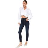 Trendyol Donkerblauwe Aansluitende, Flexibele Skinny Jeans Met Hoge Taille Twoaw24Je00070