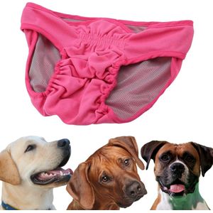 Hondenluier voor teefje - loopsheid - wasbaar Hondenbroekje - Luier roze maat Large