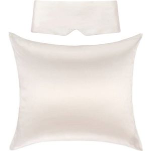 Perfect Sleep Set Ivoor - Kussensloop & Slaapmasker - Silk Heaven - 50x60cm