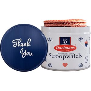 Stroopwafel Cadeau Blik 'Thank You' - Doos met 12 blikjes - 8 Stroopwafels per blik (96 Koeken)