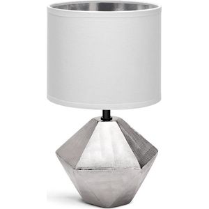 Aigostar Tafellamp - Zilver - Keramiek - Lamp met kap - H25cm
