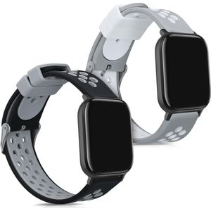 kwmobile 2x armband geschikt voor Huami Amazfit GTS / GTS 2 / GTS 2e / GTS 3 - Bandjes voor fitnesstracker in zwart / grijs / zwart / wit