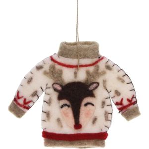 Trui met rendier vilt 14x1x11cm