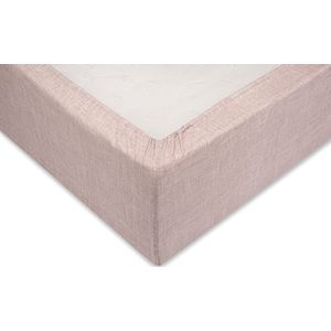 Hoogwaardige Katoen Linnenlook Eenpersoons Extra Lang Hoeslaken Roze | 90x210/220 | Fijn Geweven | Zacht En Ademend