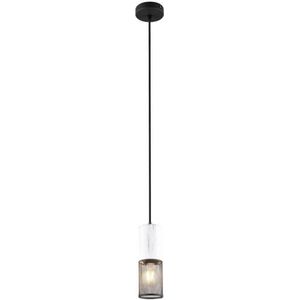 TRIO TOSH - Hanglamp - Zwart-wit - excl. 1x E27 40W - Aanpasbaar in hoogte - Houten elementen in wit