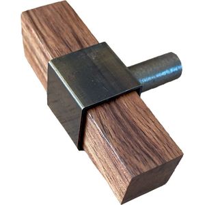 Kastknop hout rechthoekig messing