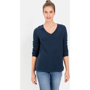 camel active Fijngebreide trui met V-hals - Maat womenswear-XS - Donker blauw