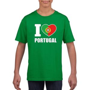 Groen I love Portugal fan shirt kinderen 110/116