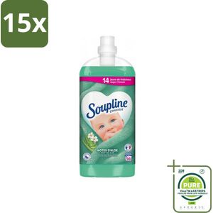 15 x Soupline - Wasverzachter - Aloë Vera - 56 Wasbeurten - 1.3L - Grootverpakking - Wasverzachter - Aloë Vera - Frisheid - Zachtheid - Wasgoed