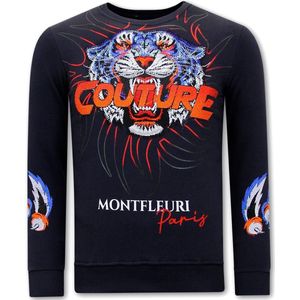 Heren Sweater met Print - Tiger Couture - 3717 - Blauw