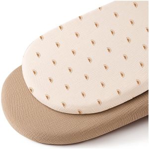 Getailleerd laken - 2 stuks - M - 71*135CM - Gekreukt kinderlaken - Volledige hoes voor kinderbedje - Ademend kinderlaken - Wieglaken - Zacht en ademend - Geschikt voor wiegjes, ledikantjes en ovale manden - Matrashoes