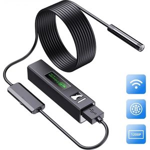 Premium oplaadbare draadloze WiFi-endoscoop 1200P 2.0MP IP67 waterdichte inspectiecamera met 10 meter stijve flexibele kabel voor iPhone en Android telefoon