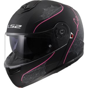 LS2 - FF908 Strobe II Lux - Modulaire Helm - Mat Zwart / Roze