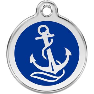 Anchor Navy roestvrijstalen hondenpenning large/groot dia. 3,8 cm RedDingo