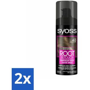 SYOSS - Uitgroeispray Middenbruin - Directe Grijsdekking - Voordeelverpakking - 2 stuks