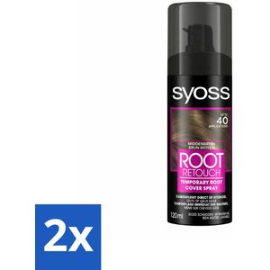 SYOSS - Uitgroeispray Middenbruin - Directe Grijsdekking - Voordeelverpakking - 2 stuks