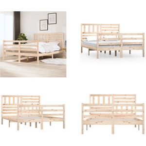 vidaXL Bedframe massief hout 150x200 cm 5FT King Size - Bedframe - Bedframes - Tweepersoonsbed - Bed