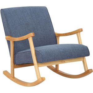 Schommelstoel Boele - Stoffen Bekleding - Comfortabele Stoel - Modern Design - Leesstoel - Gestoffeerde Zitting - Blauw