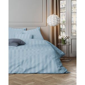 Mistral Home - DEKBEDOVERTREK - katoensatijn - 270 x 220 cm + 2x 65 x 65 cm - extra breed - Satijnstreep - blauw