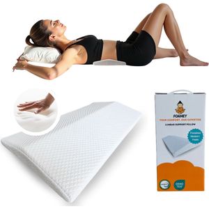 Foamey Ergonomisch Rugkussen Onderrug - Rugsteun Bed - Hoogwaardig Traagschuim - Verbeter je Slaaphouding - Lendenkussen - Afneembare en Wasbare Hoes - Voor Rug-, Zij- en Buikslapers
