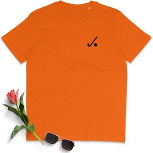 T Shirt Dames - Hockey Logo Opdruk - Korte Mouw - Oranje - Maat XXL
