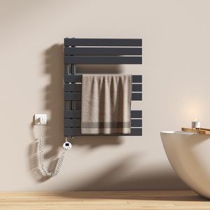 EMKE Elektrische Handdoekradiator - Mat Antraciet - 76x60 cm - 400W - Badkamer Radiator
