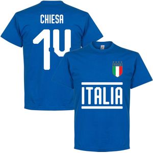 Italië Chiesa 14 Team T-Shirt - Blauw - XXXL