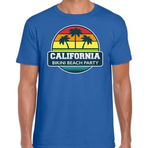 California zomer t-shirt / shirt California bikini beach party voor heren - blauw - California beach party outfit / vakantie kleding / strandfeest shirt S