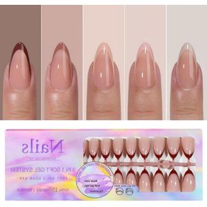 Plakbare vierkante coffin-nagels voor korte nagels - 150 stuks, kunstnagels - 15 afmetingen .