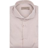John Miller Overhemd Ruiten Beige - Maat 41 - Heren - Overhemden Casual