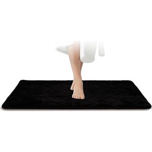 Badkamertapijt Zwart 70 x 120 cm, onderhoudsarme badmat van traagschuim, extreem absorberende badmat, douchemat, antislip wasbaar, badkamertapijt