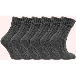 Wollen sokken | Omslag sokken | Alpacawol | Kleur: Antraciet | 6 paar