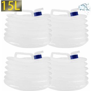 Meedeer 15L Jerrycan-Opvouwbare jerrycan set van 4-BPA-vrij-Watertank-Watercontainer-Met Tapkraantje-Lichtgewicht en Draagbaar-Voor Outdoors Hiking Backpack-Emergency-Campings