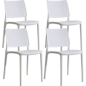 Oviala - Set van 4 witte kunststof terrasstoelen - Riga