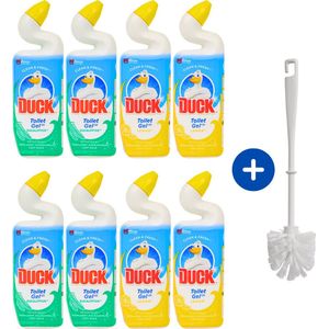 Duck Clean & Fresh Eucalyptus & Lemon Toiletgel - 8 x 750ml - Toiletgel Set Met Toiletborstel - Toiletreinigers - Toilet Gel - Wc Reiniger - Wc Gel - Toilet Reiniger - Toilet Cleaner