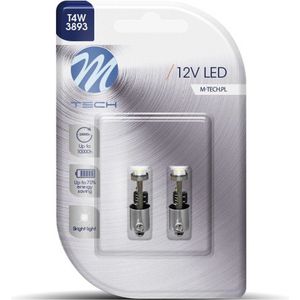 M-Tech LED - BA9s / T4W 12V - Basis 1x Led diode - Canbus - Wit - Set