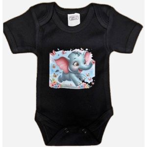 O.T.Trends baby romper met opdruk olifantje maat 56