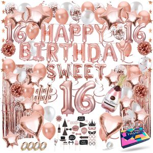Fissaly Sweet 16 Jaar Rose Goud Verjaardag Decoratie Versiering - Helium, Latex & Papieren Confetti Ballonnen