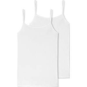 SCHIESSER 95/5 singlet (2-pack) - dames spaghettitop biologisch katoen wit - Maat: 42