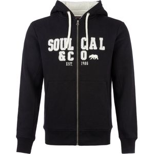 SoulCal - Sweater met Terry voering, Rits en Capuchon - Vest - groot logo -  Heren -Zwart - M