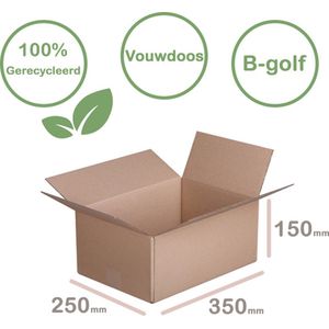 Verzenddoos 350 x 250 x 150 mm Kartonnen Verzenddozen B Golf Bruin – 100% Gerecycled - Doos Dozen bruin karton