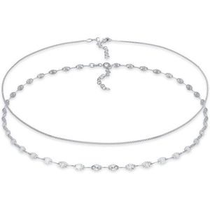 Elli Dames Halsketting Dames Choker Set Venetiaanse Ketting Platelet Basic Verstelbaar in 925 Sterling Zilver