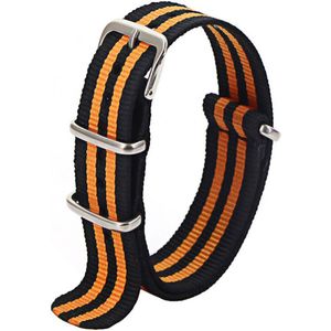 20mm Premium Nato Strap Zwart Oranje - Vintage James Bond - Nato Strap collectie - Mannen - Vrouwen - Horlogeband - 20 mm bandbreedte voor oa. Seiko Rolex Omega Casio en Citizen