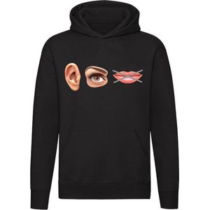 Horen zien zwijgen Hoodie | uitdrukking | oor | ogen | mond | Unisex | Trui | Hoodie | Sweater | Capuchon