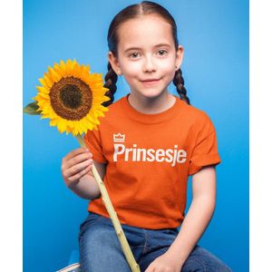 Oranje Koningsdag T-Shirt Kind Prinsesje (3-4 jaar - MAAT 98/104) | Oranje kleding & shirts | Feestkleding