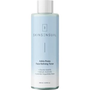Skin Sensual Adios - Toner voor Poriënverfijning met Glycolzuur 5%, BHA (Salicylzuur 0,5%), Talgbalans, Zuiverende & Verhelderende Tonic, Tegen Donkere Vlekken en Acne-mee-eters, Poriën Reiniger, Blackhead, Voor Huidtypes, Vegetarisch - 200 ml
