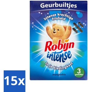 Robijn - Intense - Geurbuiltjes - Langdurige Geur - Intense Frisheid - 3 Geurbuiltjes - Bulkverpakking - 15 stuks