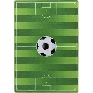 Pochon - Tapijt Play - Groen - 120x80x0,7 - Vloerkleed - Voetbal - Laagpolige Vloerkleed - Kortpolige Vloerkleed - Vloerkleed voor Kinderkamer - Speelkleed - Rechthoekige Tapijt - Rechthoekige Vloerkleed