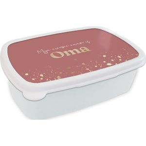 Broodtrommel Wit - Lunchbox - Brooddoos - 'Mijn nieuwe naam is oma' - Spreuken - Quotes - 18x12x6 cm - Volwassenen